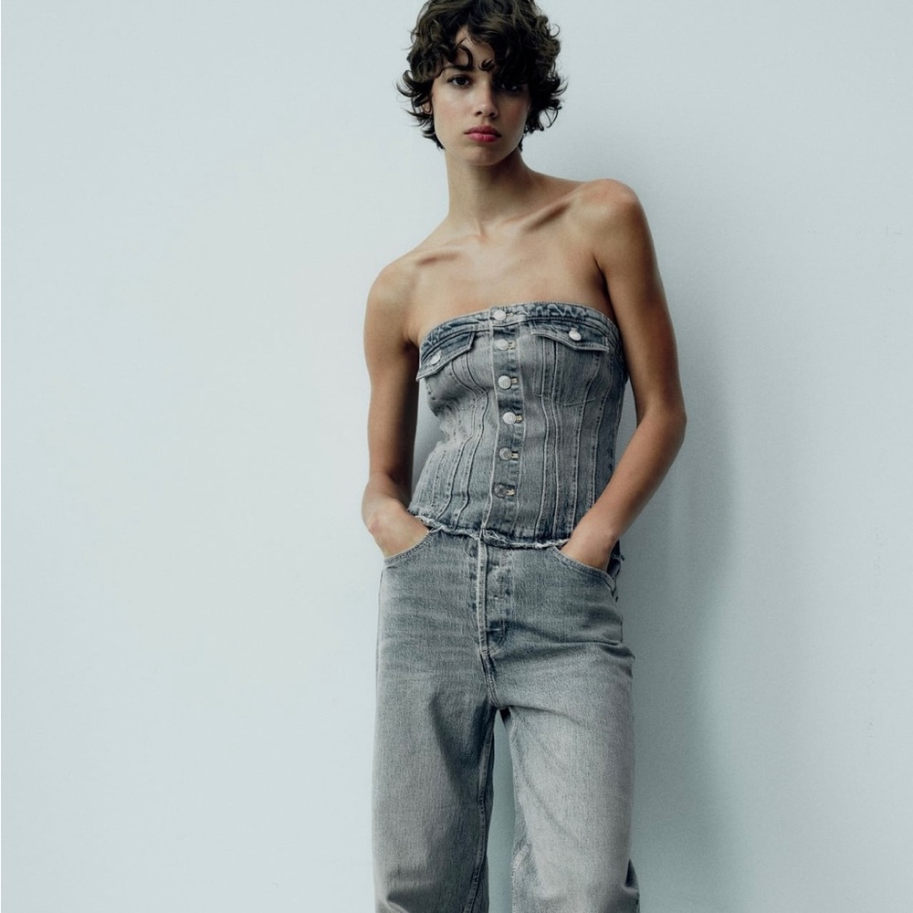 Zara Strapless DENIM JUMPSUIT New Collection